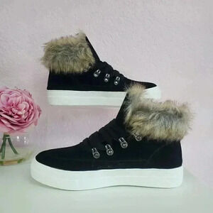 Soda Black Furry - G Faux Fur Sneakers